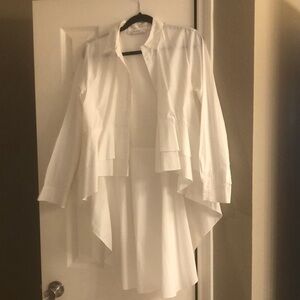 Zara women’s small button down with ruffle back detail